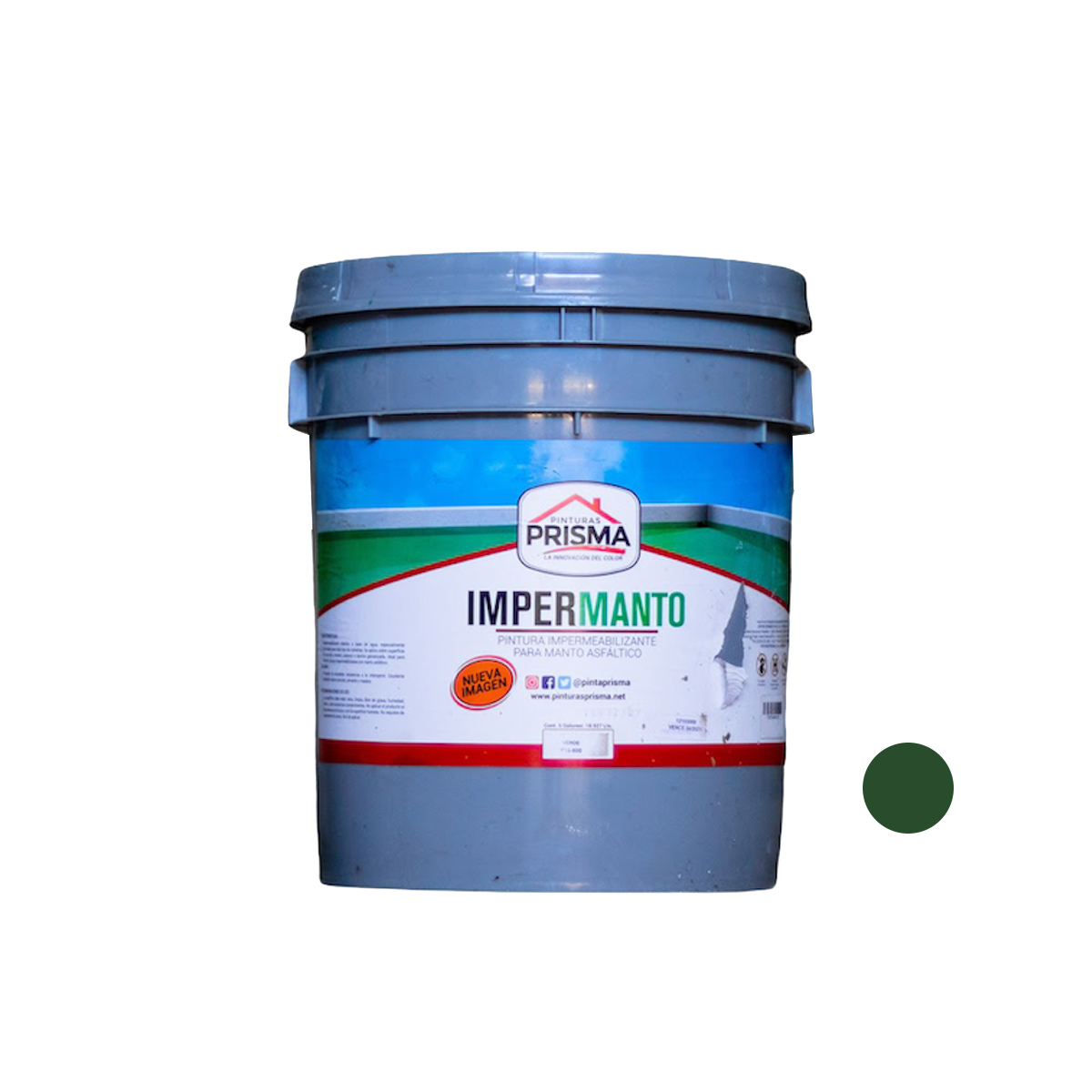 Pintura Impermeabilizante Para Manto Asfaltico Color Verde Impermanto  Prisma 1 Cuñete - ARTIPLAN