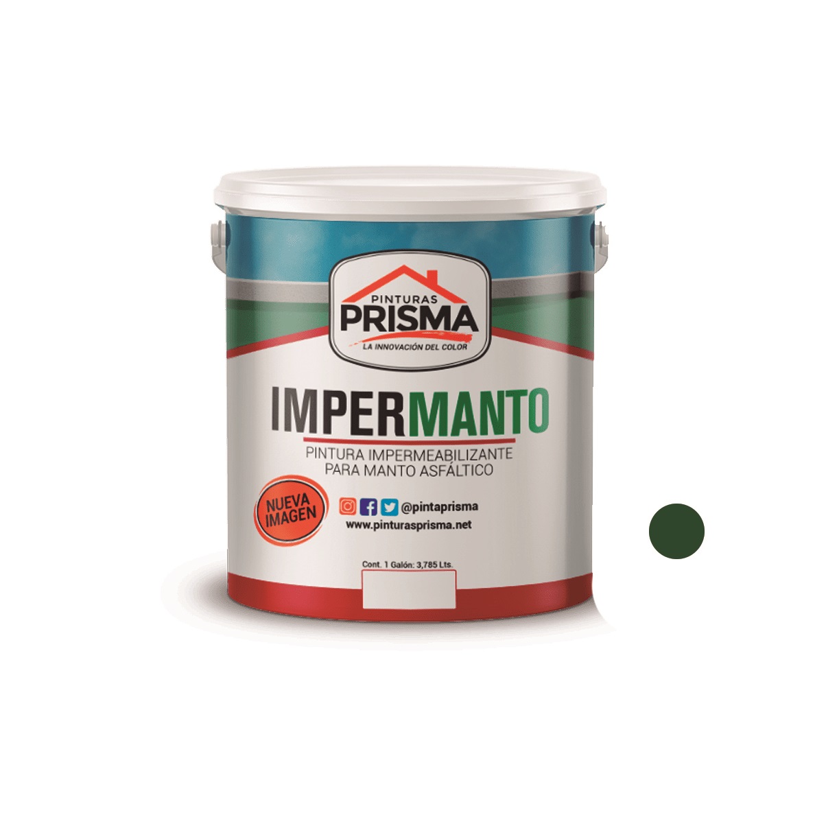 Pintura Impermeabilizante Para Manto Asfaltico Color Verde Impermanto  Prisma 1 Galón - ARTIPLAN